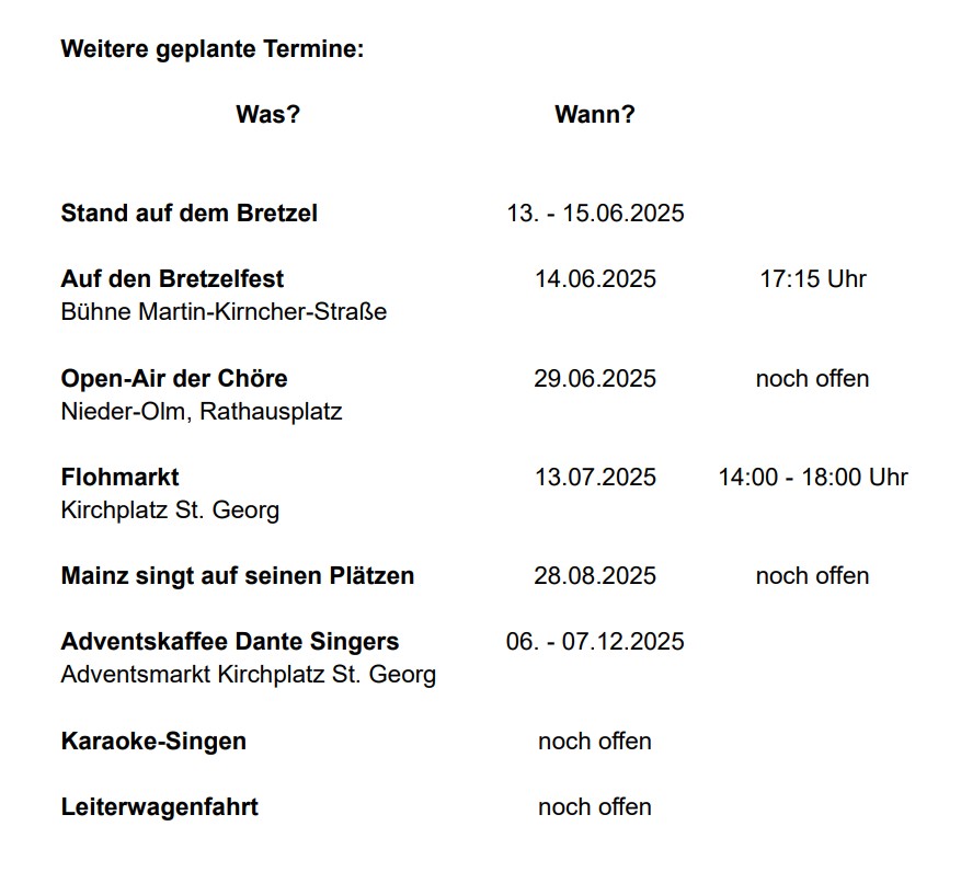 Weitere Veranstaltungen