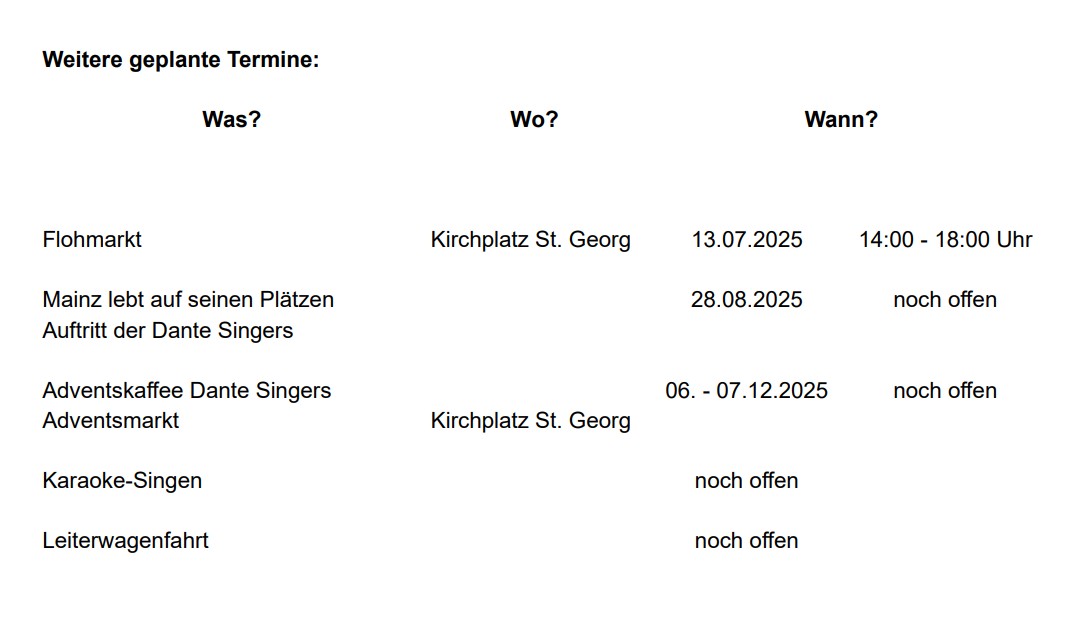 Weitere Veranstaltungen