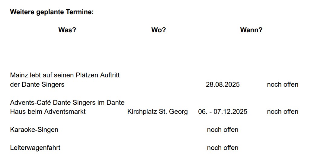 Weitere Veranstaltungen