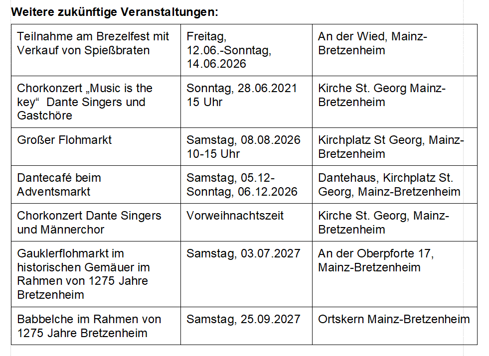 Weitere Veranstaltungen