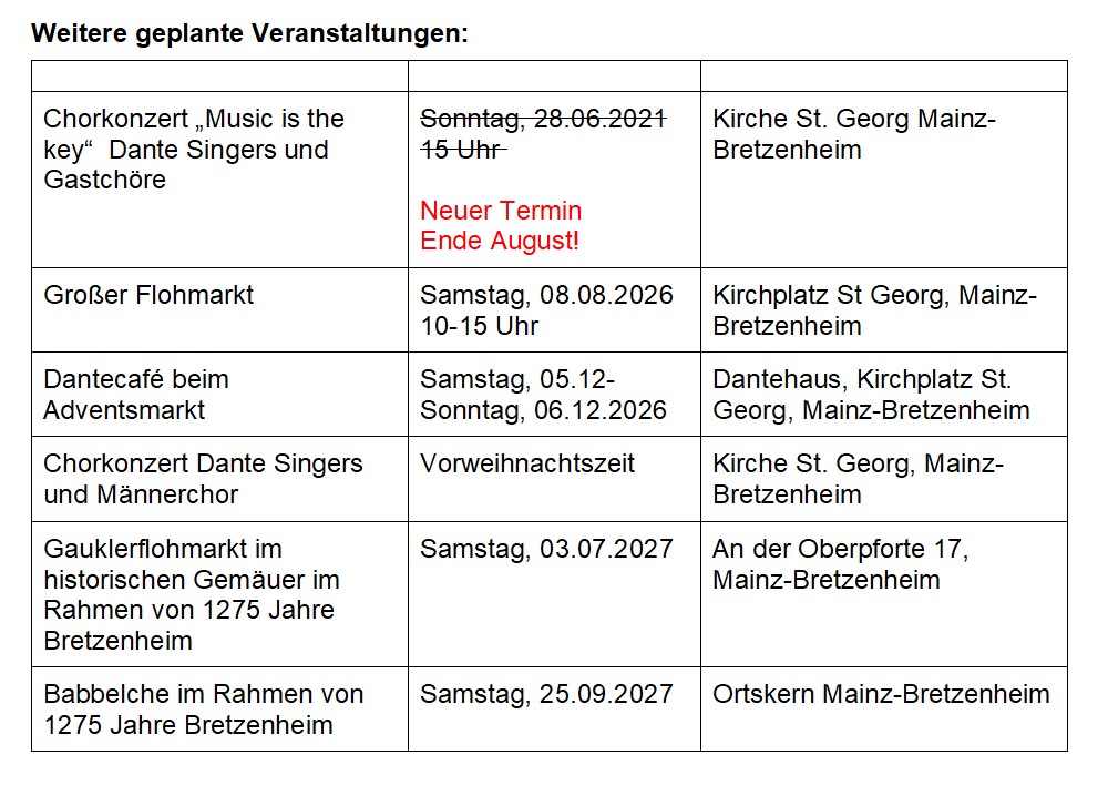 Weitere Veranstaltungen