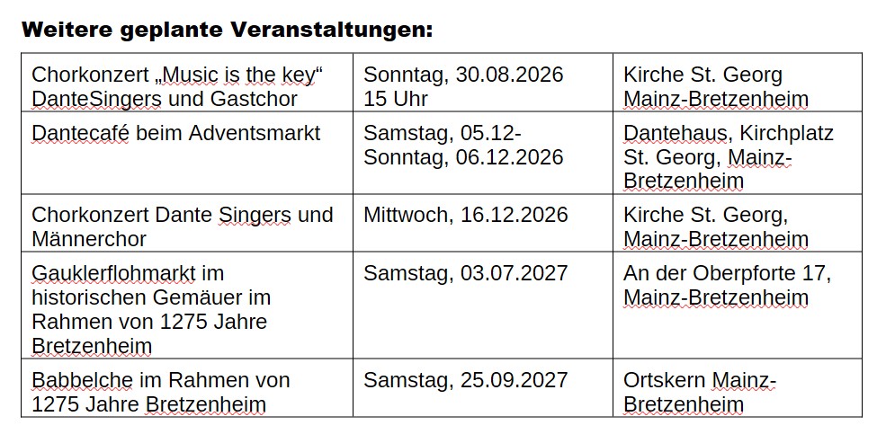 Weitere Veranstaltungen